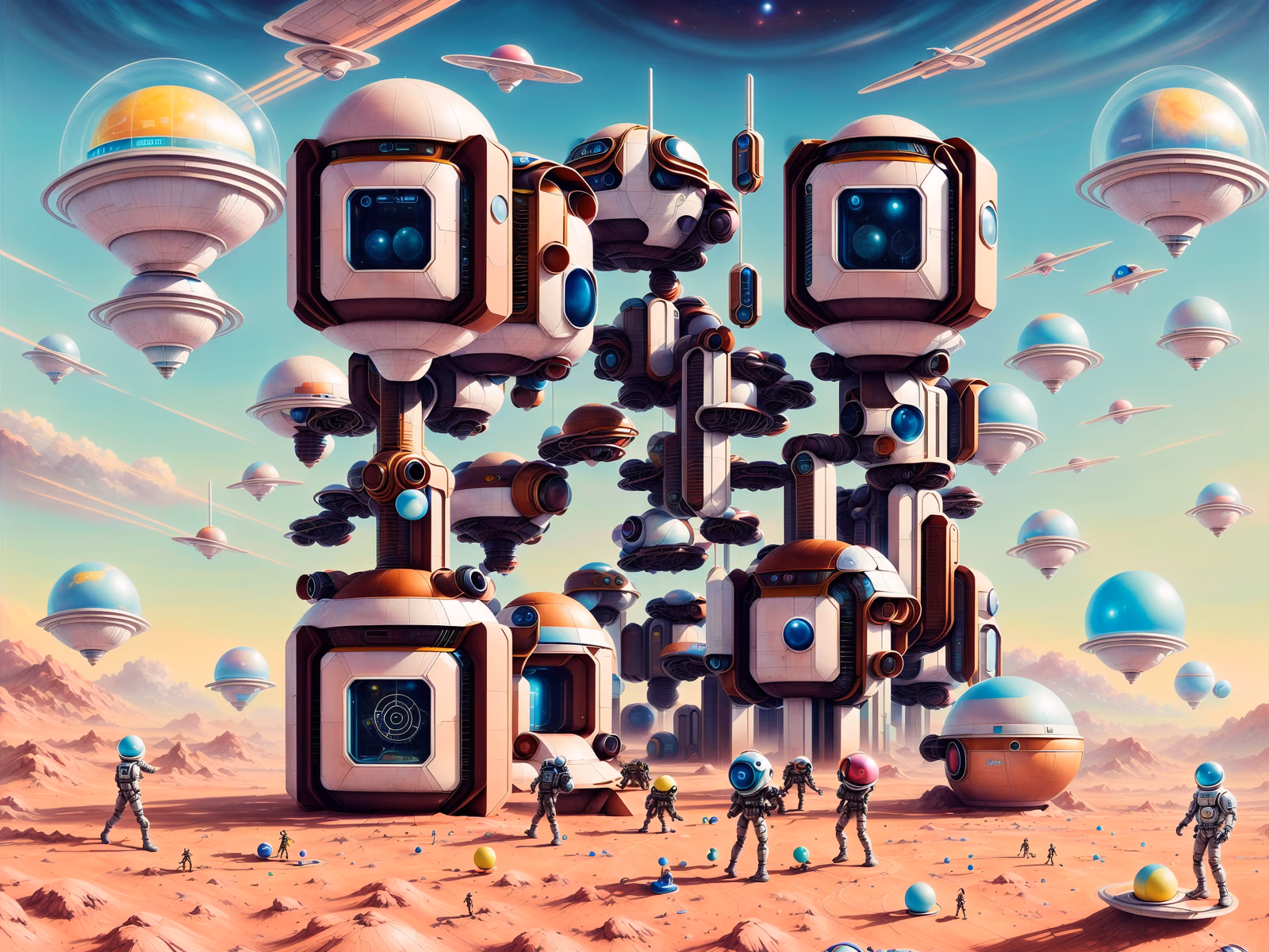 Mars Pod Houses Retrofuturism QR Code for Posters — image 1