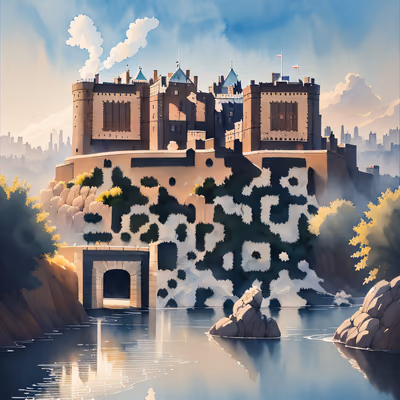 Edinburgh Castle Watercolor QR Code Art — image 1