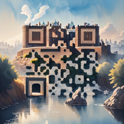Edinburgh Castle Watercolor QR Code Art