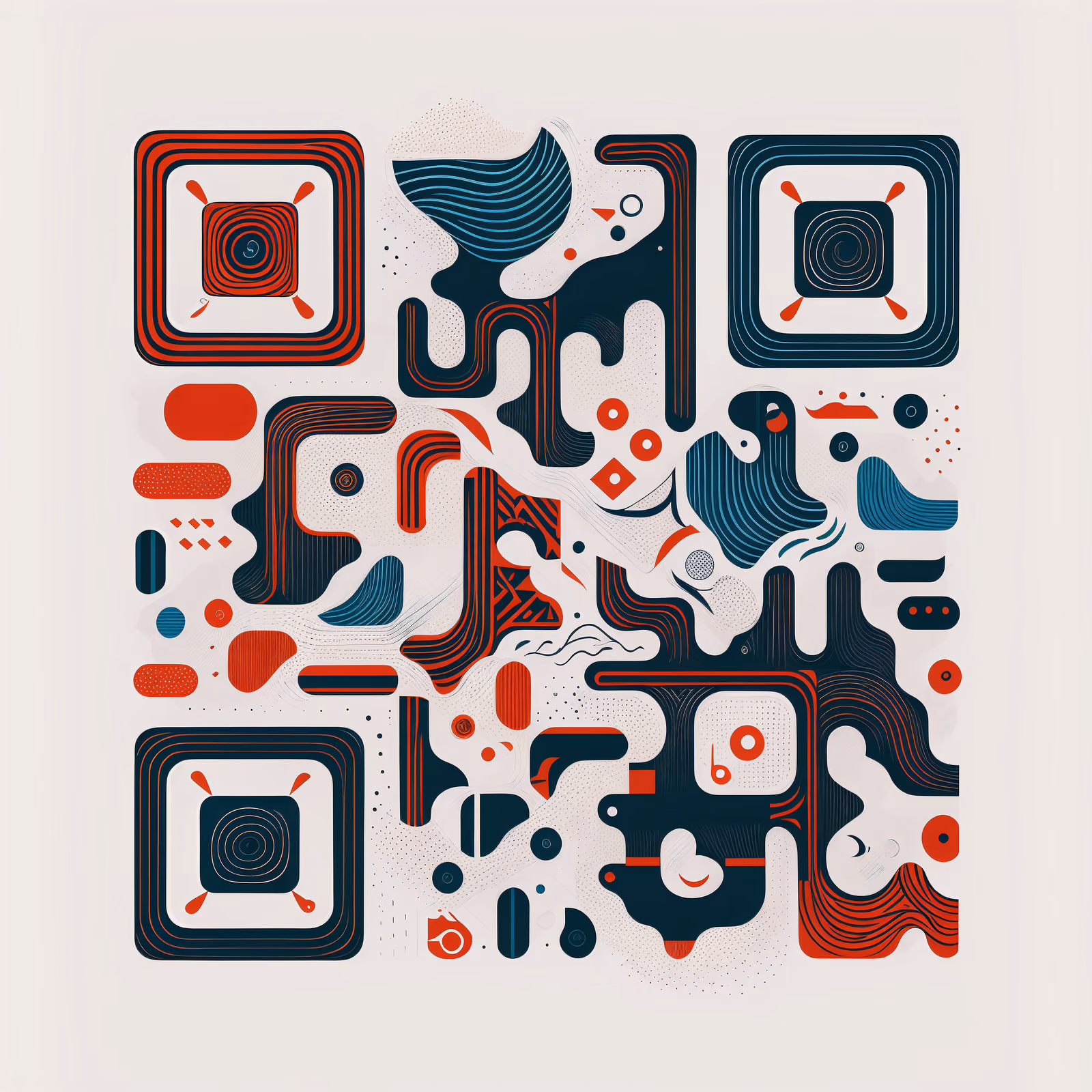 Абстрактные волнистые блоки, векторный QR-код для плакатов — изображение 1