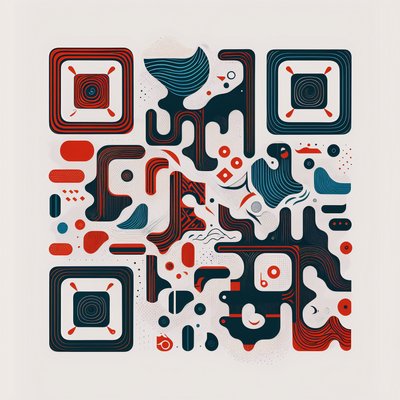 Abstract Wave Blocks Vector QR Code for Posters