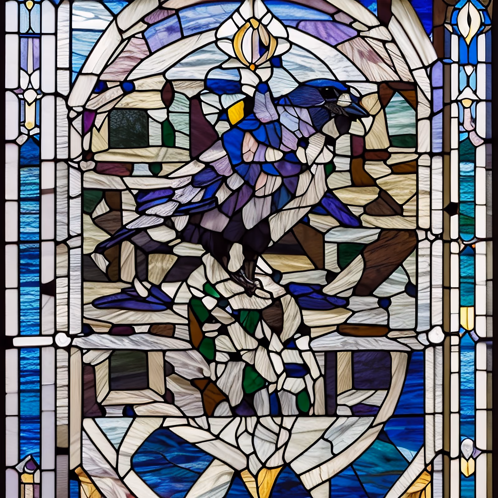 Crow Stained Glass Window QR Code Art — image 1
