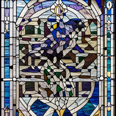 Crow Stained Glass Window QR Code Art