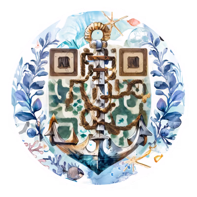 Nautical Anchor Watercolor QR Code for Stickers — image 1