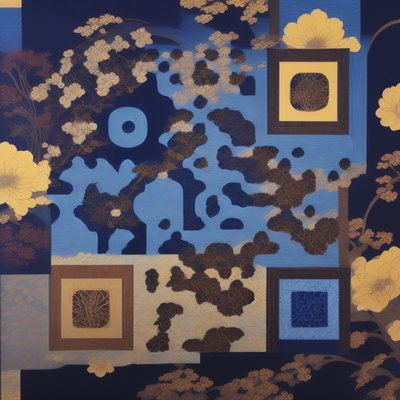 Japanese Floral Silkscreen Pattern QR Code Art