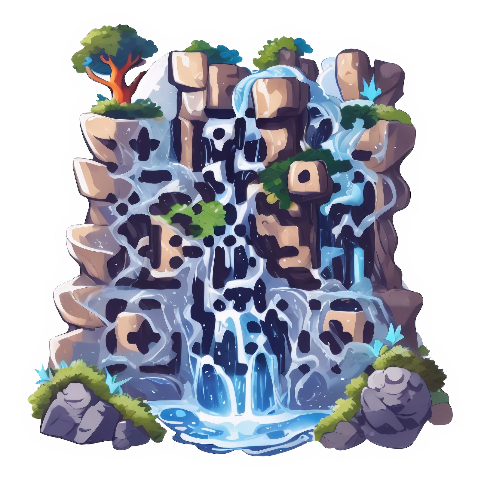 Waterfall Cliff Vector QR Code for Stickers — image 1