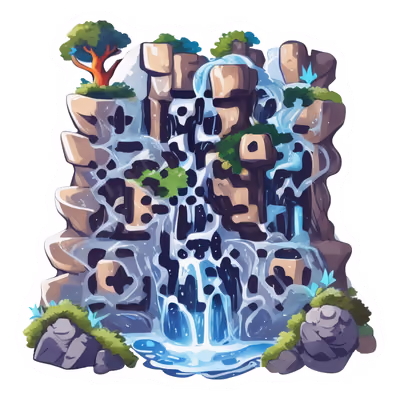 Waterfall Cliff Vector QR Code for Stickers — image 1