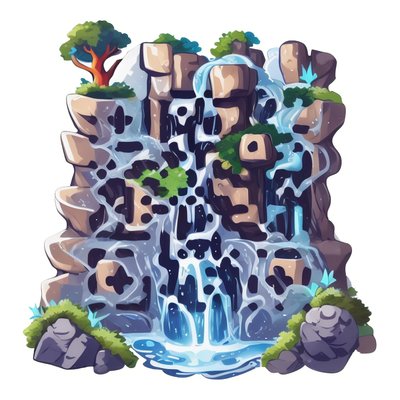 Waterfall Cliff Vector QR Code for Stickers