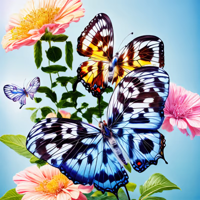Butterflies and Pink Flowers Photorealistic Leaves QR Code Art — image 1
