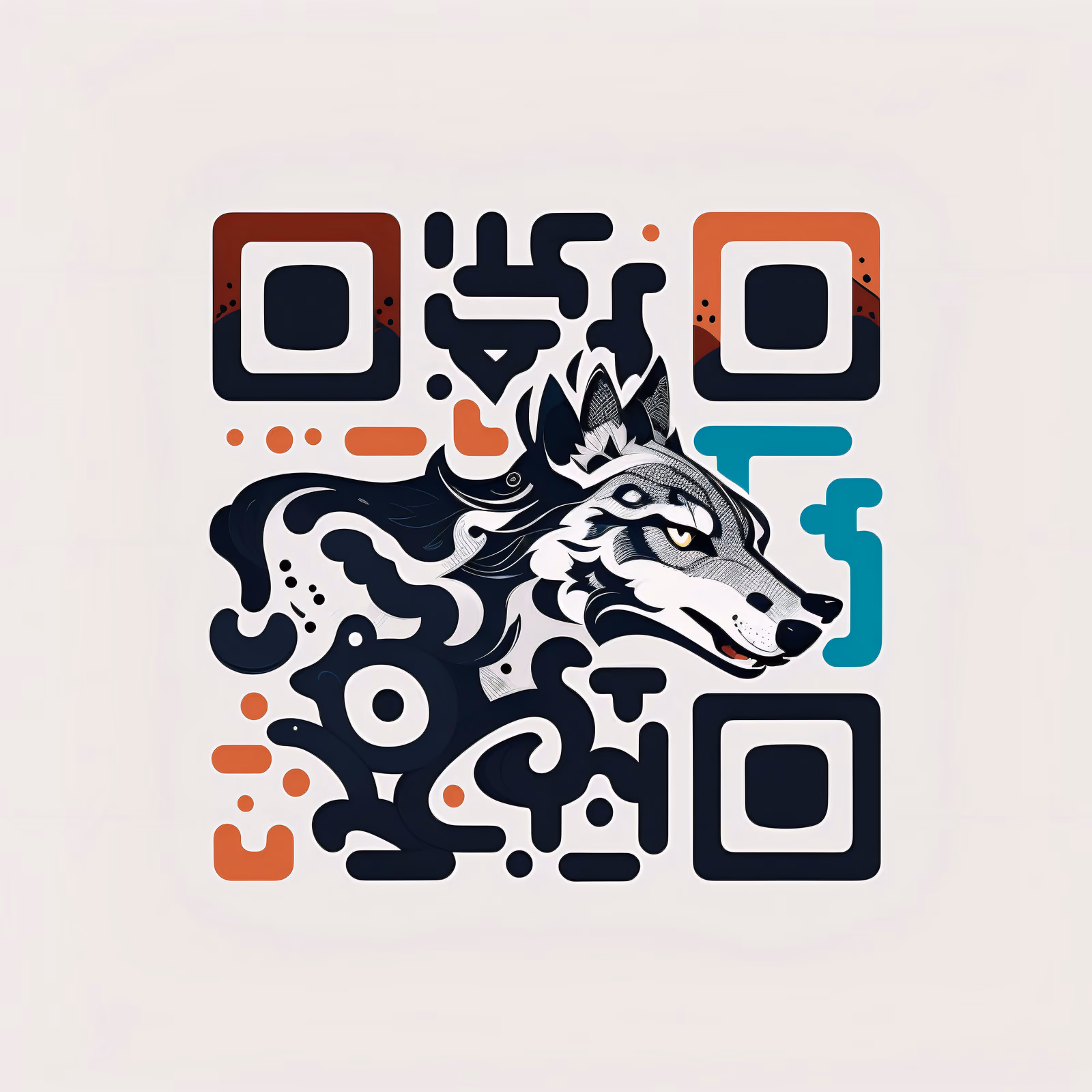Wolf Head Vector Graffiti QR Code for Apparel — image 1