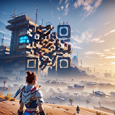 Post Apocalyptic City Game Art QR Code Poster