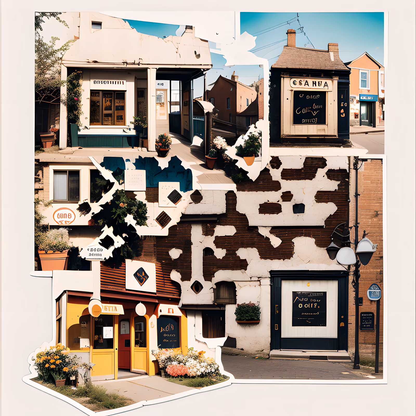 Small Town Storefront Collage QR Code Art — image 1