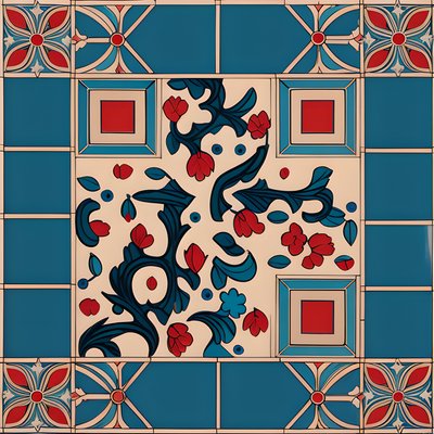 Iznik Tile Floral Ornament QR Code Art