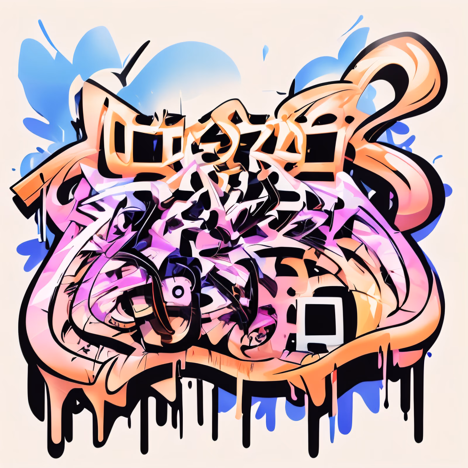 Wildstyle Graffiti Lettering QR Code for Stickers — image 1