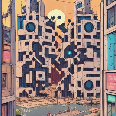 Brutalist City Comic Book QR Code for Posters