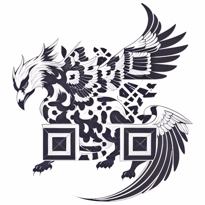 Грифон чёрной тушью: векторный QR-код для временных татуировок — изображение 1