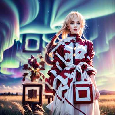 Aurora Sky Fashion Woman Anime QR Code for Posters — image 1