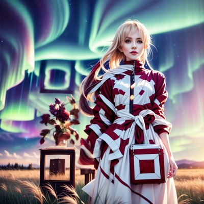 Aurora Sky Fashion Woman Anime QR Code for Posters