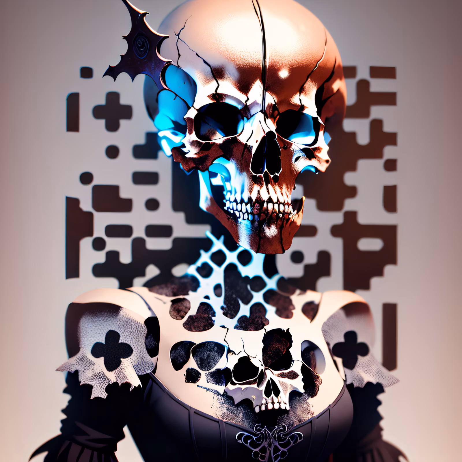 Gothic Skull Bodice 3D QR Code for Apparel — image 1