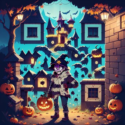 Friendly Zombie Halloween Game Art Castle QR Code for Posters