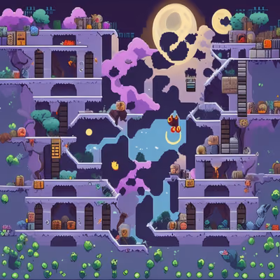 Pixel Art Moonlit Game Level QR Code for Posters — image 1