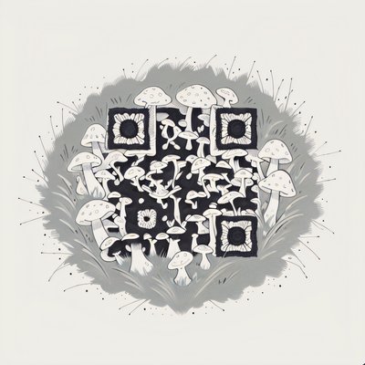 Fairy Circle Mushroom Ink QR Code for Temporary Tattoos