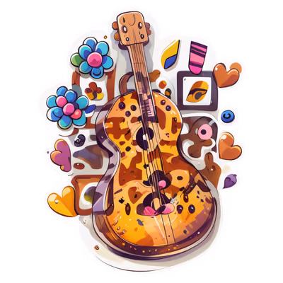 Floral Guitar Vector Sticker QR Code for Stickers — image 1