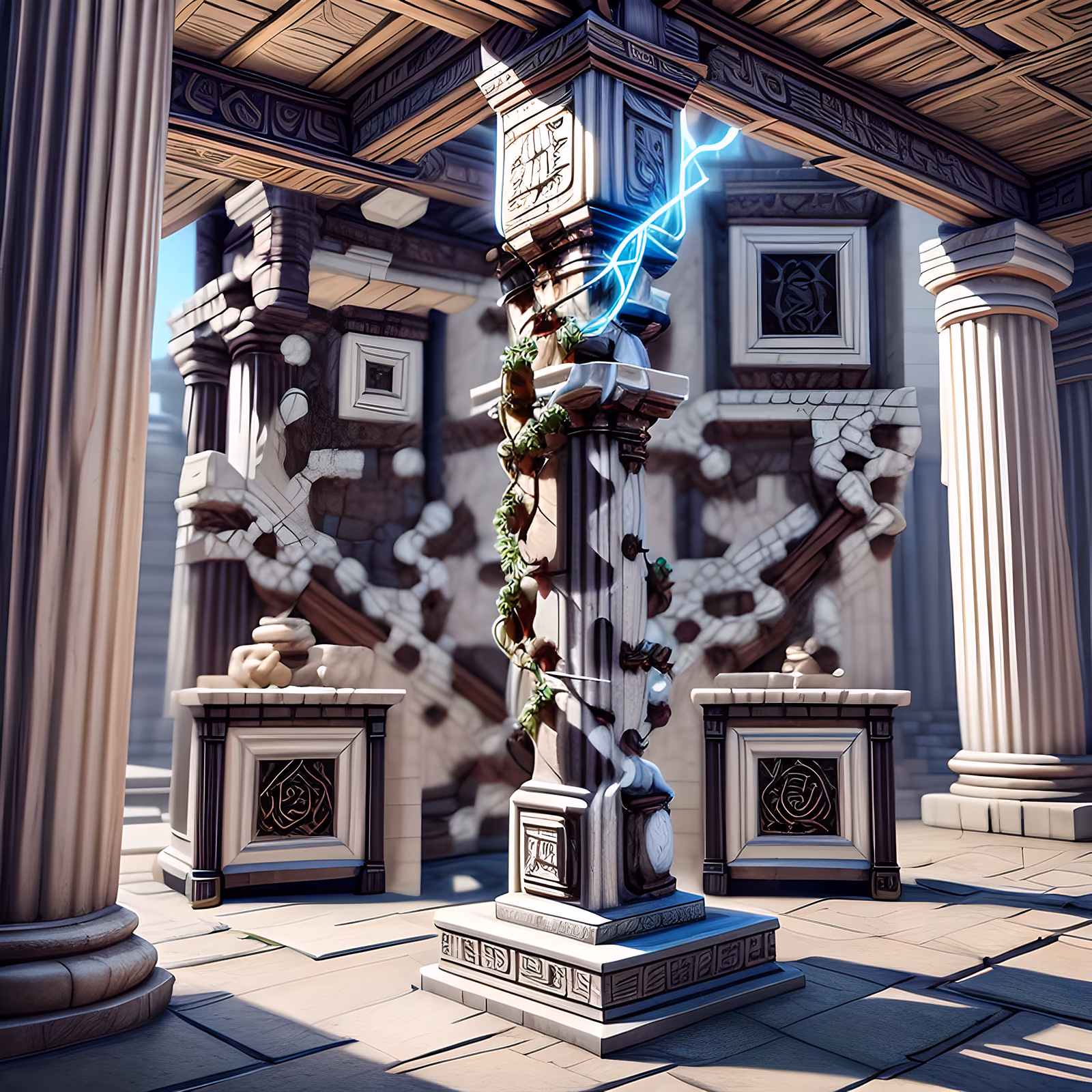 Ancient Temple Pillar Fantasy QR Code for Posters — image 1