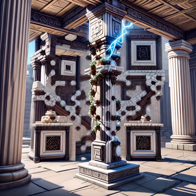Ancient Temple Pillar Fantasy QR Code for Posters — image 1