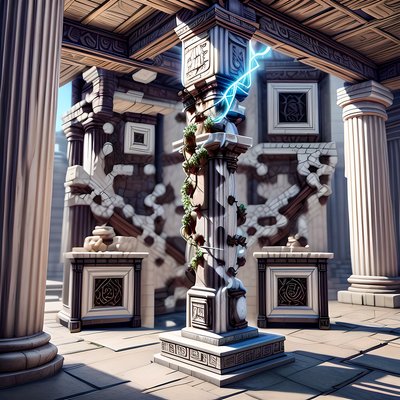 Ancient Temple Pillar Fantasy QR Code for Posters