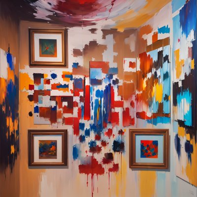 Abstract Gallery Wall Oil Painting QR Code Art