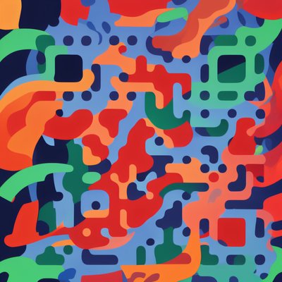 Red Blue Camouflage Abstract QR Code for Apparel