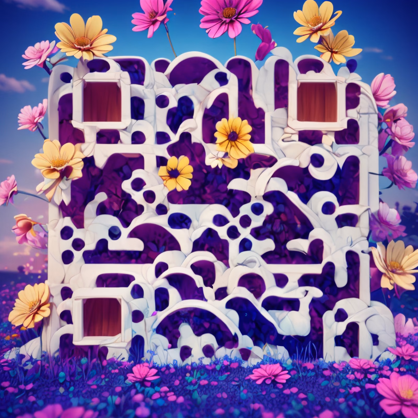 Flower Meadow 3D Render QR Code Art — image 1