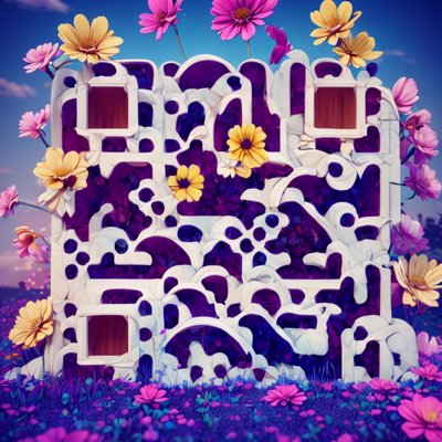 Flower Meadow 3D Render QR Code Art