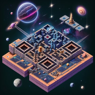 Isometric Space Mining Station QR Code Poster