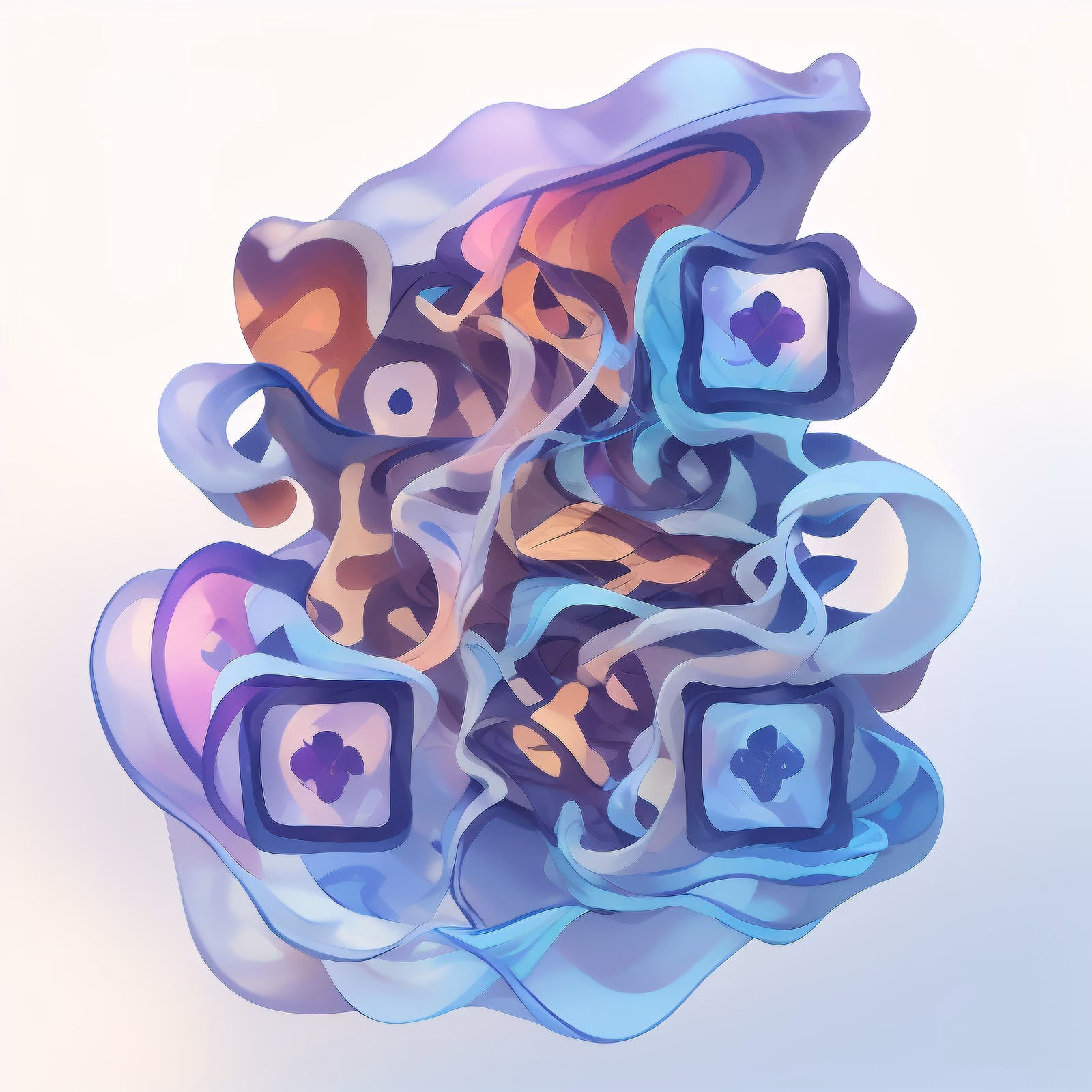 Текучие волны, абстрактная векторная иллюстрация: QR-код для стикеров — изображение 1