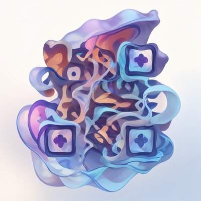Текучие волны, абстрактная векторная иллюстрация: QR-код для стикеров