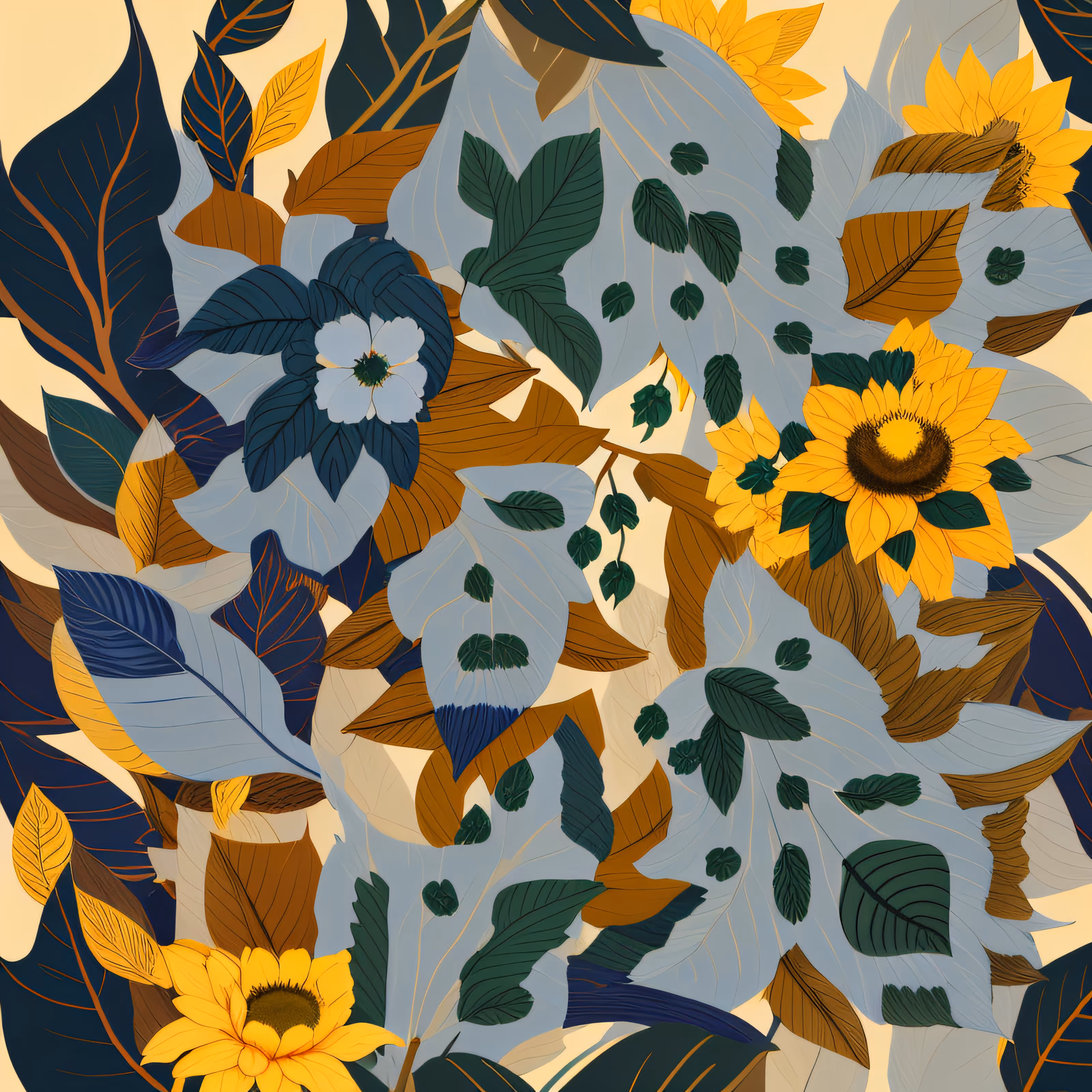 Sunflower and Leaf Vector Pattern QR Code Art — image 1