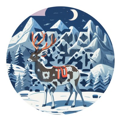 Deer in Snowy Mountains Vector QR Code for Stickers