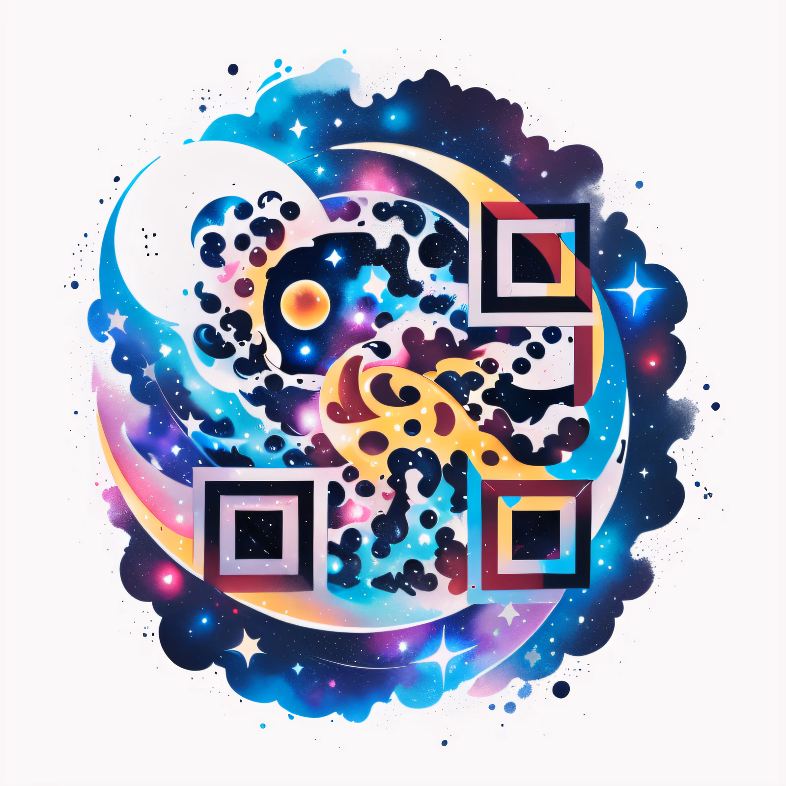 Galaxy Crescent Moon Tattoo QR Code for Temporary Tattoos — image 1