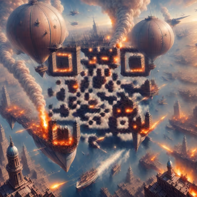 Sky Pirate Airship Battle Steampunk QR Code for Posters — image 1