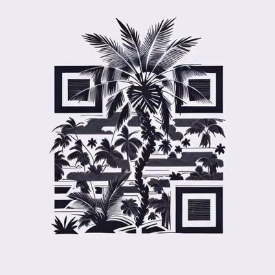 Тропическая пальма в линейной графике: QR-код для временных татуировок — изображение 1