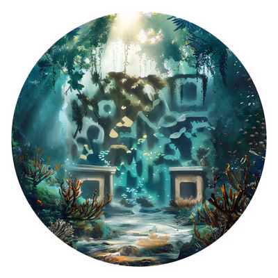 Underwater Kelp Forest Ruins QR Code for Stickers — image 1