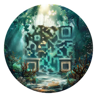 Underwater Kelp Forest Ruins QR Code for Stickers