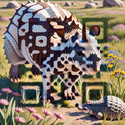Armadillo Wildflower Plain Digital Painting QR Code Art — image 1
