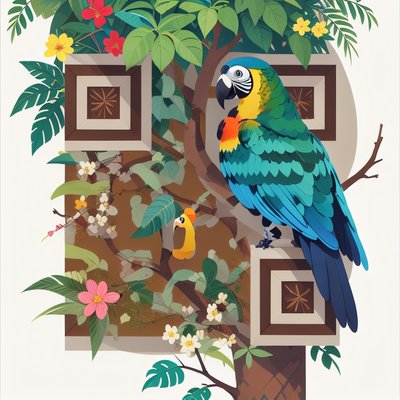 Parrot Rainforest Flat Vector QR Code Art