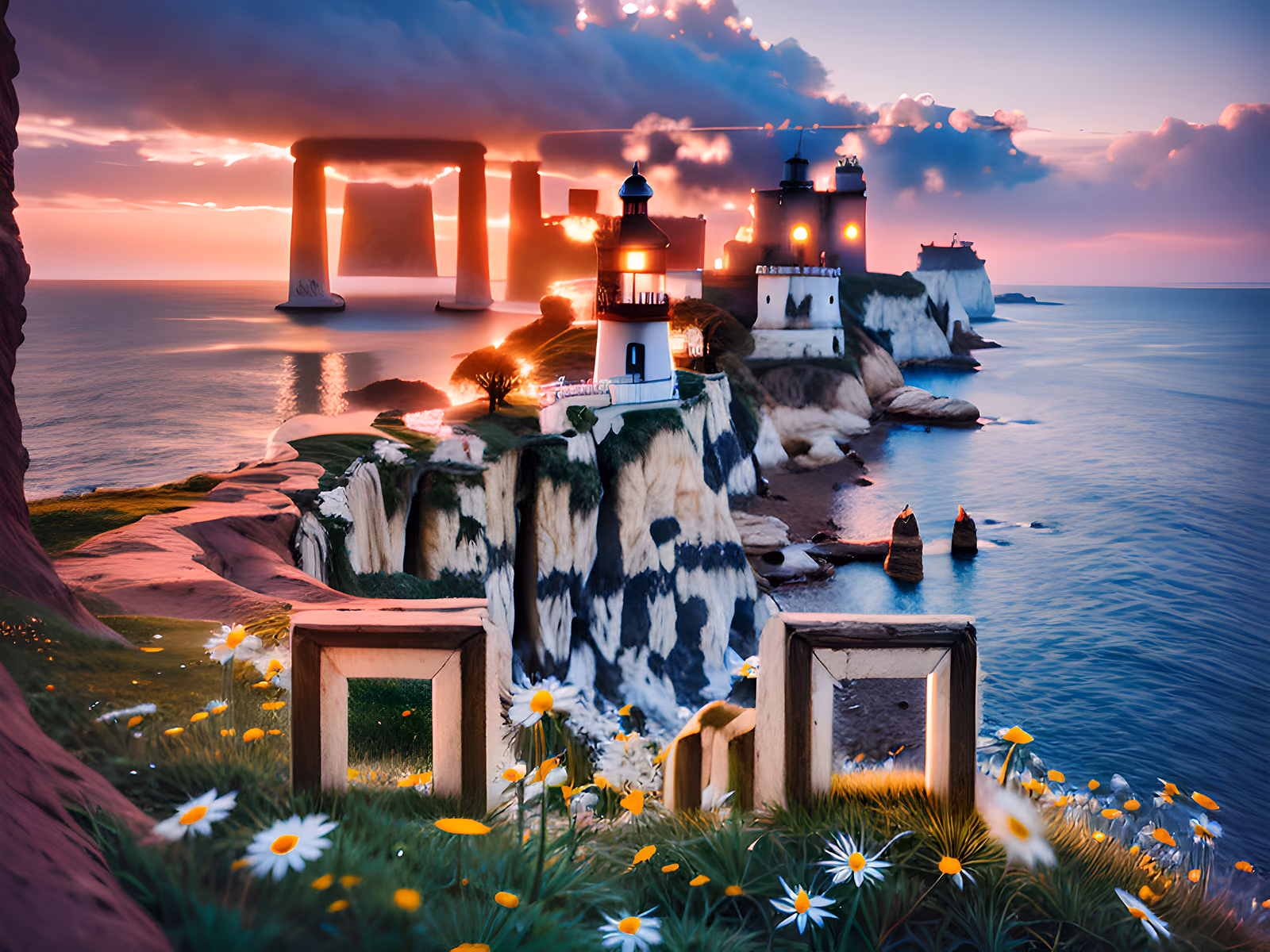 Coastal Lighthouse Cliff Photorealistic QR Code Art — image 1