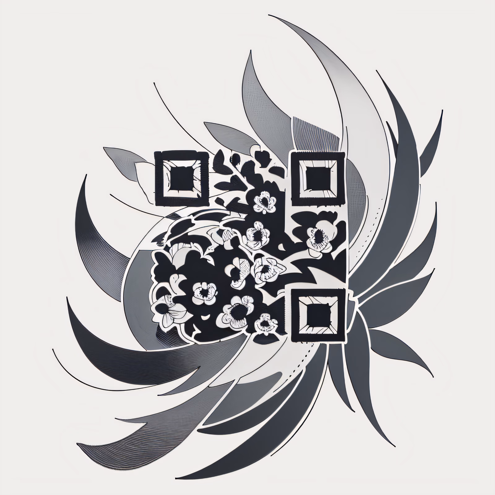 Оливковые листья в стиле тату: QR-код для переводных татуировок — изображение 1