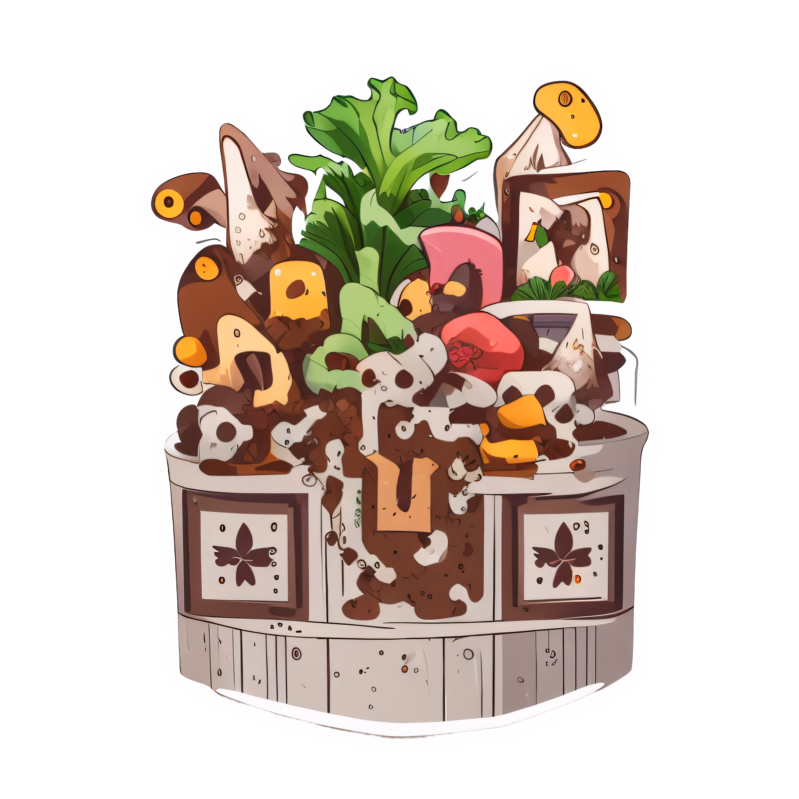 Compost Bin Vector Illustration QR Code for Stickers — image 1