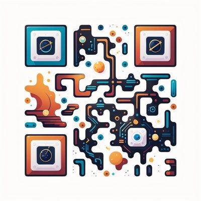 Cosmic Planet Icon Vector QR Code for Stickers